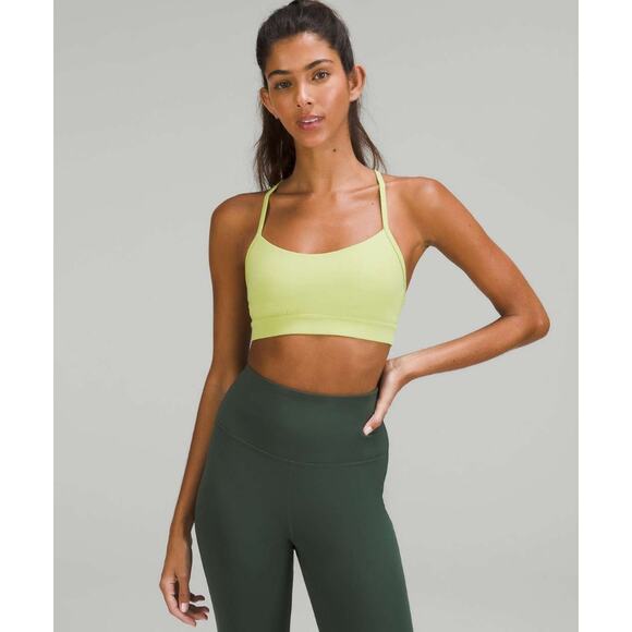 (4) NWT $68 Lululemon Flow Y Nulu Bra *Light Support, A–C Cups Wasabi - Picture 1 of 8